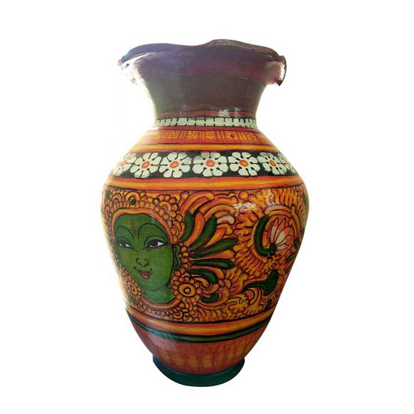 Mural Painted Flower Pot for Interior Decor and Gifting
